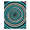 Modern Teal and Cream Concentric Vortex Rug