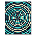 Modern Teal and Cream Concentric Vortex Rug