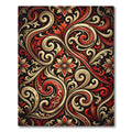 Elegant Crimson and Gold Floral Swirl Rug