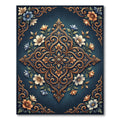 Ornate Teal Golden Floral Medallion Rug