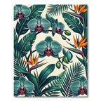 Tropical Orchid Bird Paradise Leaves Rug