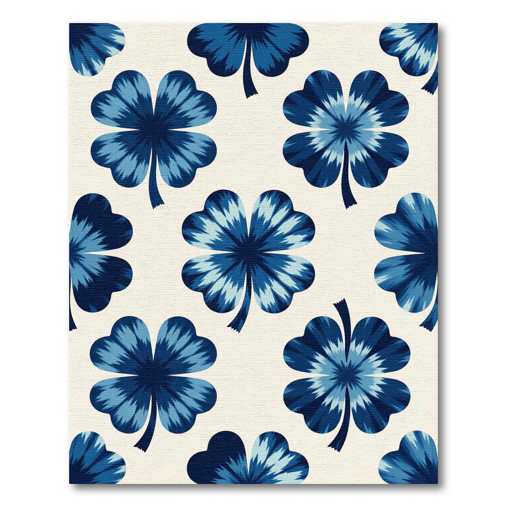 Deep Blue Tie Dye Clover Rug