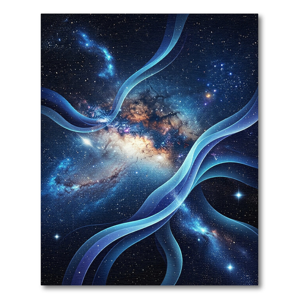 Cosmic Blue Galaxy Nebula Swirl Rug