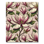 Elegant Pink Magnolia Botanical Illustration Rug
