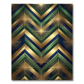 Art Deco Emerald Gold Sunburst Geometric Rug