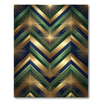 Art Deco Emerald Gold Sunburst Geometric Rug