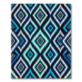 Vibrant Blue Geometric Ikat Diamond Rug