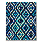 Vibrant Blue Geometric Ikat Diamond Rug
