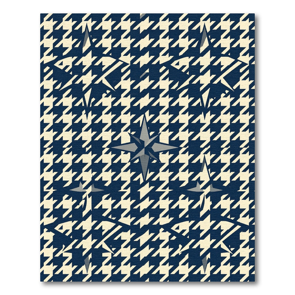 Navy and Cream Houndstooth Starburst Rug
