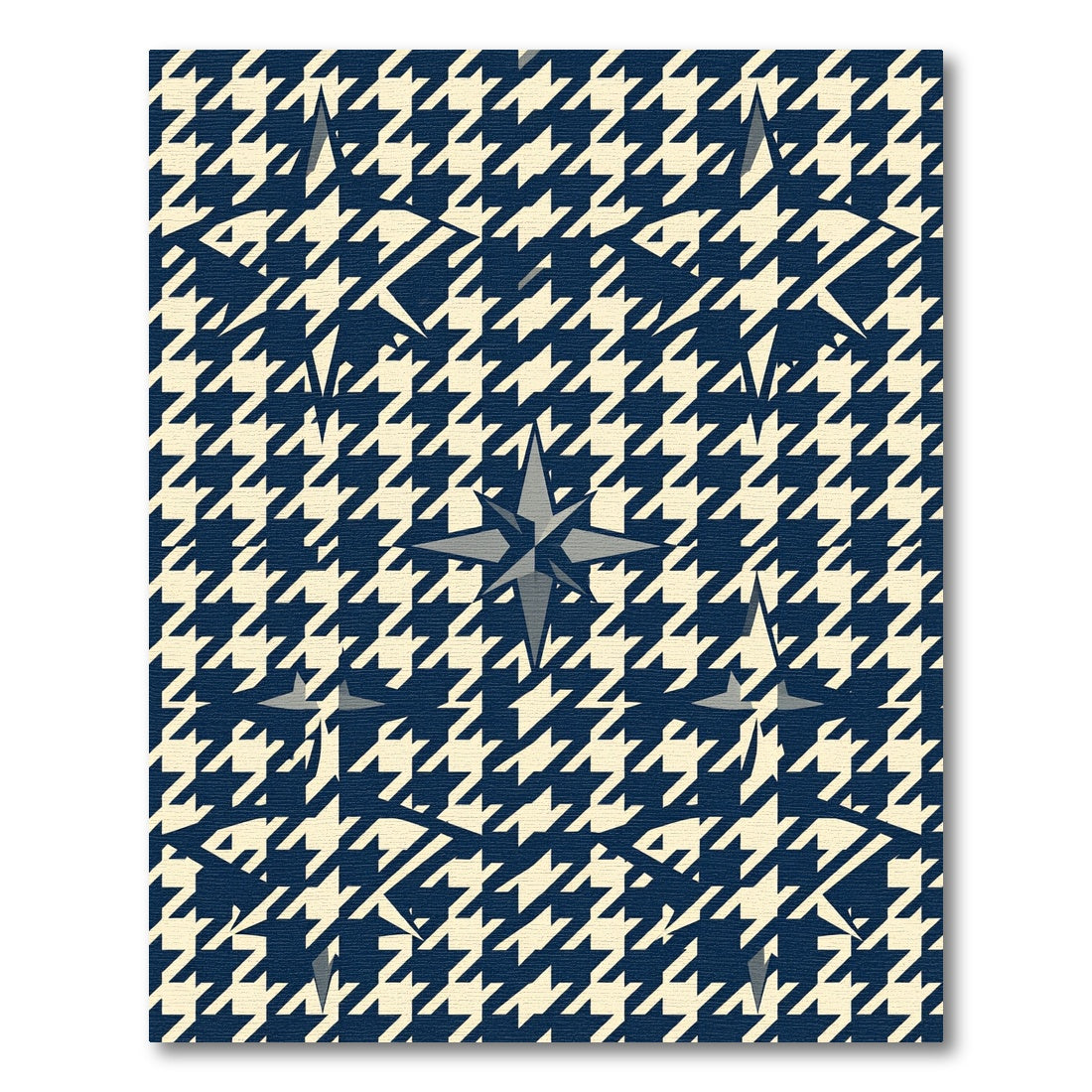 Navy and Cream Houndstooth Starburst Rug