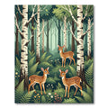 Whimsical Forest Fawn Birch Woodland Scene Rug