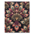 Elegant Gold Peacock Feather Display Rug
