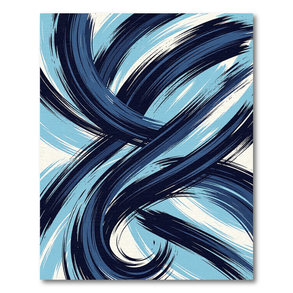 Deep Blue Flowing Brushstrokes Rug
