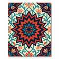 Bold Geometric Orange Teal Floral Medallion Rug