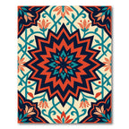 Bold Geometric Orange Teal Floral Medallion Rug