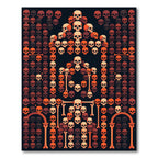 Gothic Symmetrical Skull Bone Mosaic Rug