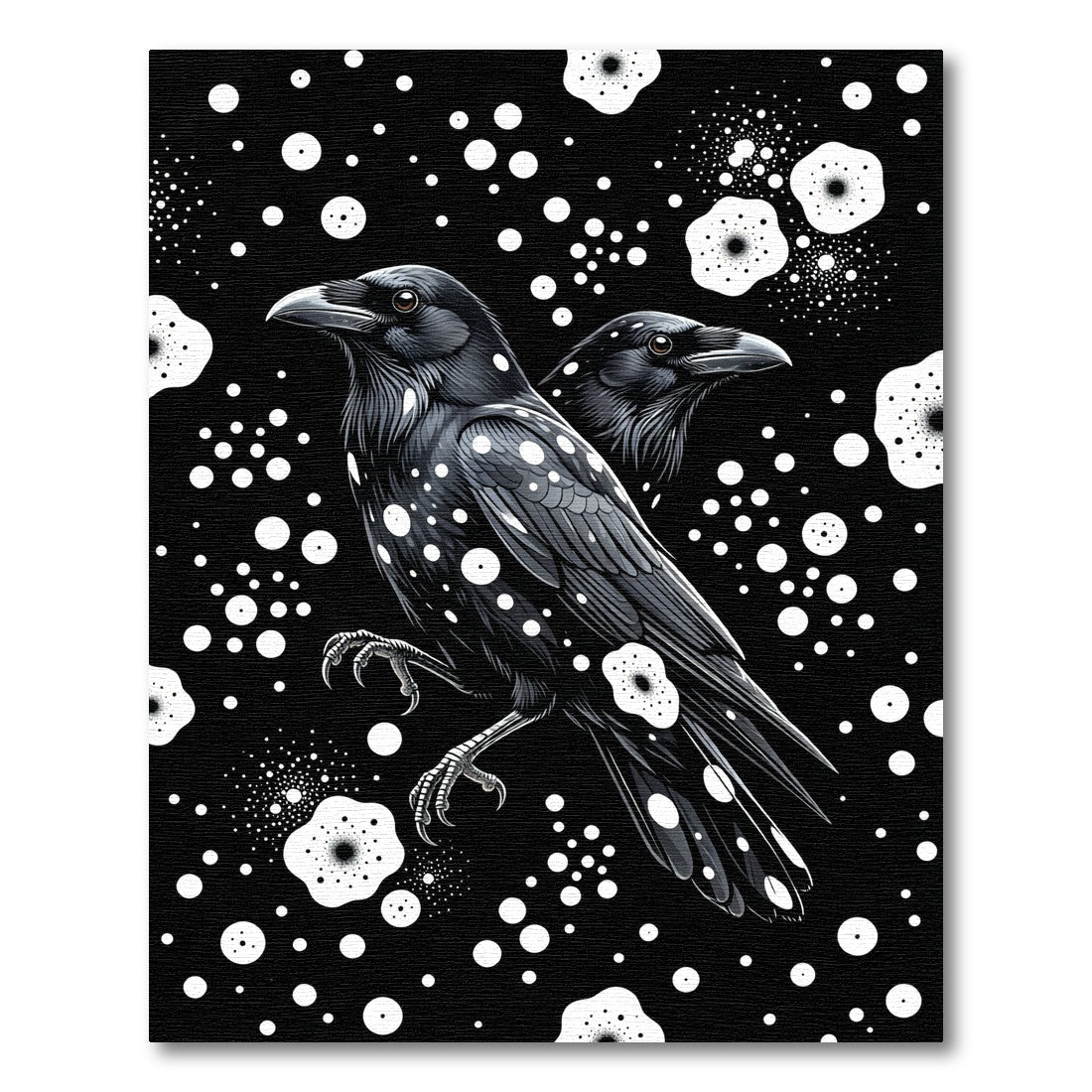 Black Raven White Dot Constellation Rug