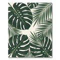 Deep Green Tropical Monstera Palm Leaves Rug