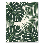 Deep Green Tropical Monstera Palm Leaves Rug