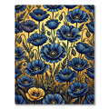 Golden Poppies in Deep Navy Blue Rug