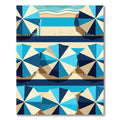 Coastal Blue Umbrella Geometric Tile Rug
