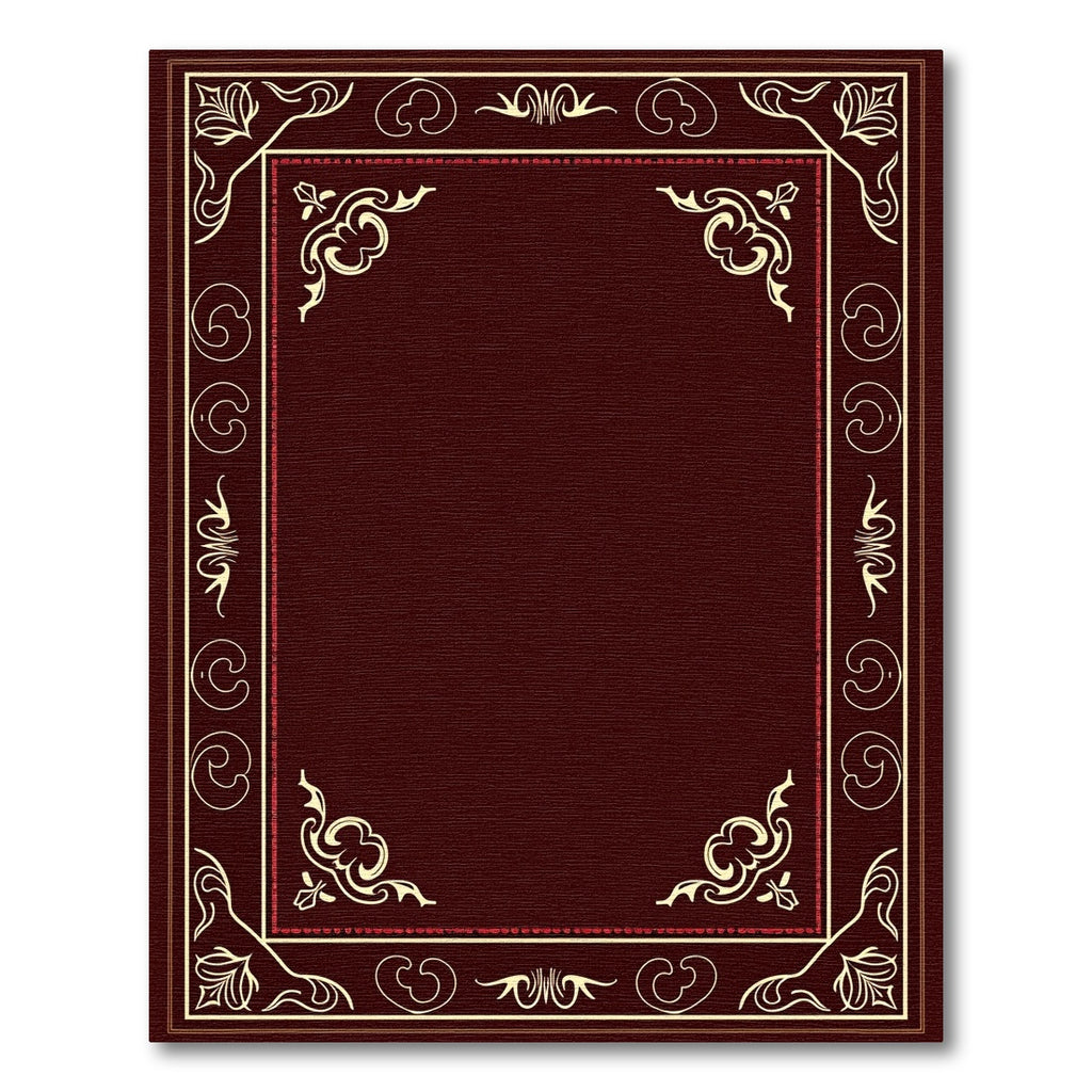 Deep Burgundy Ivory Ornate Borders Rug