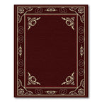 Deep Burgundy Ivory Ornate Borders Rug