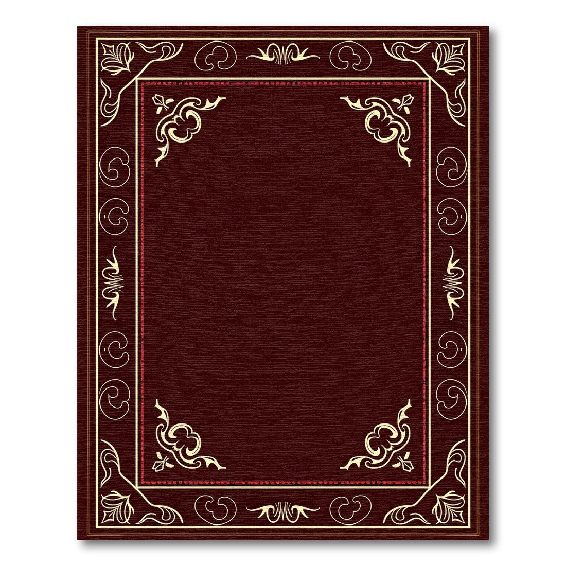 Deep Burgundy Ivory Ornate Borders Rug
