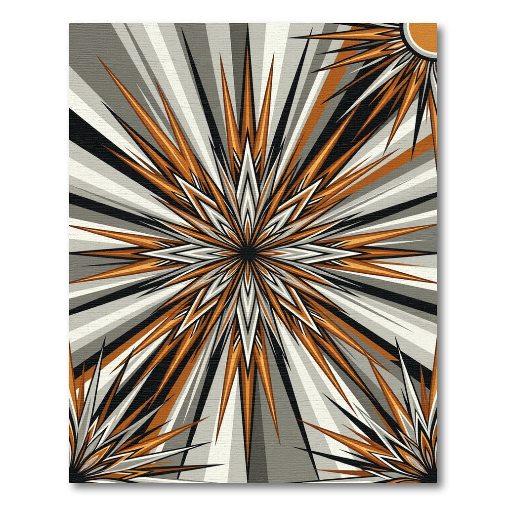 Radiant Orange Starburst Geometric Rug