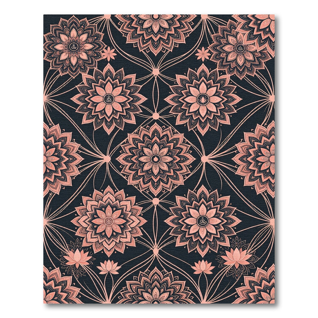 Salmon Mandala Geometric Dark Rug