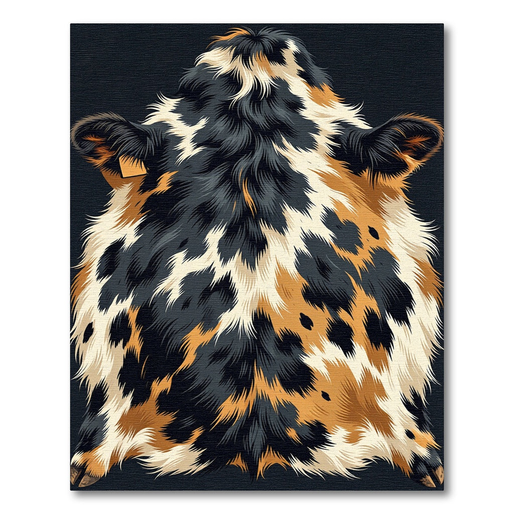 Tricolor Cowhide Patchwork Fur Rug