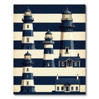 Navy White Stripe Lighthouse Collection Rug