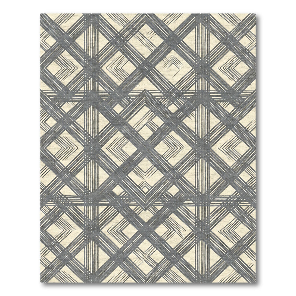 Cream Gray Intersecting Diamond Lines Rug