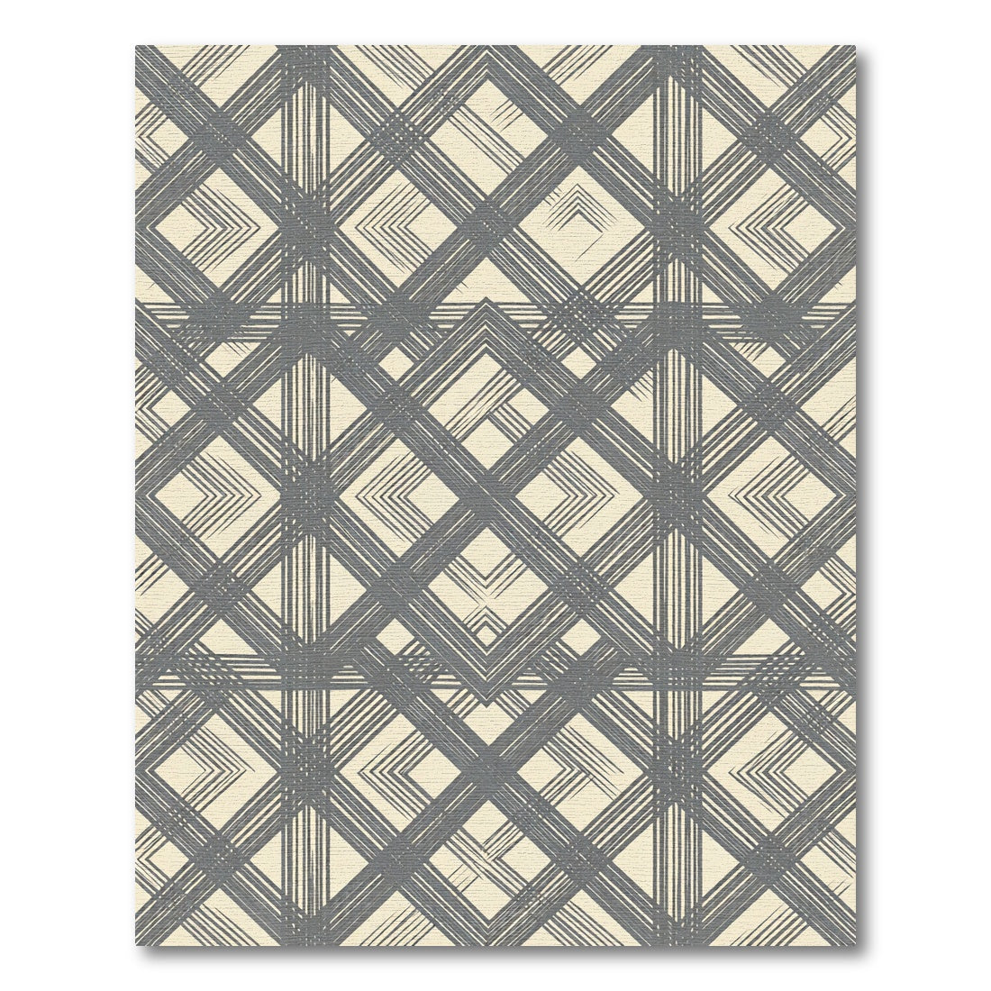 Cream Gray Intersecting Diamond Lines Rug