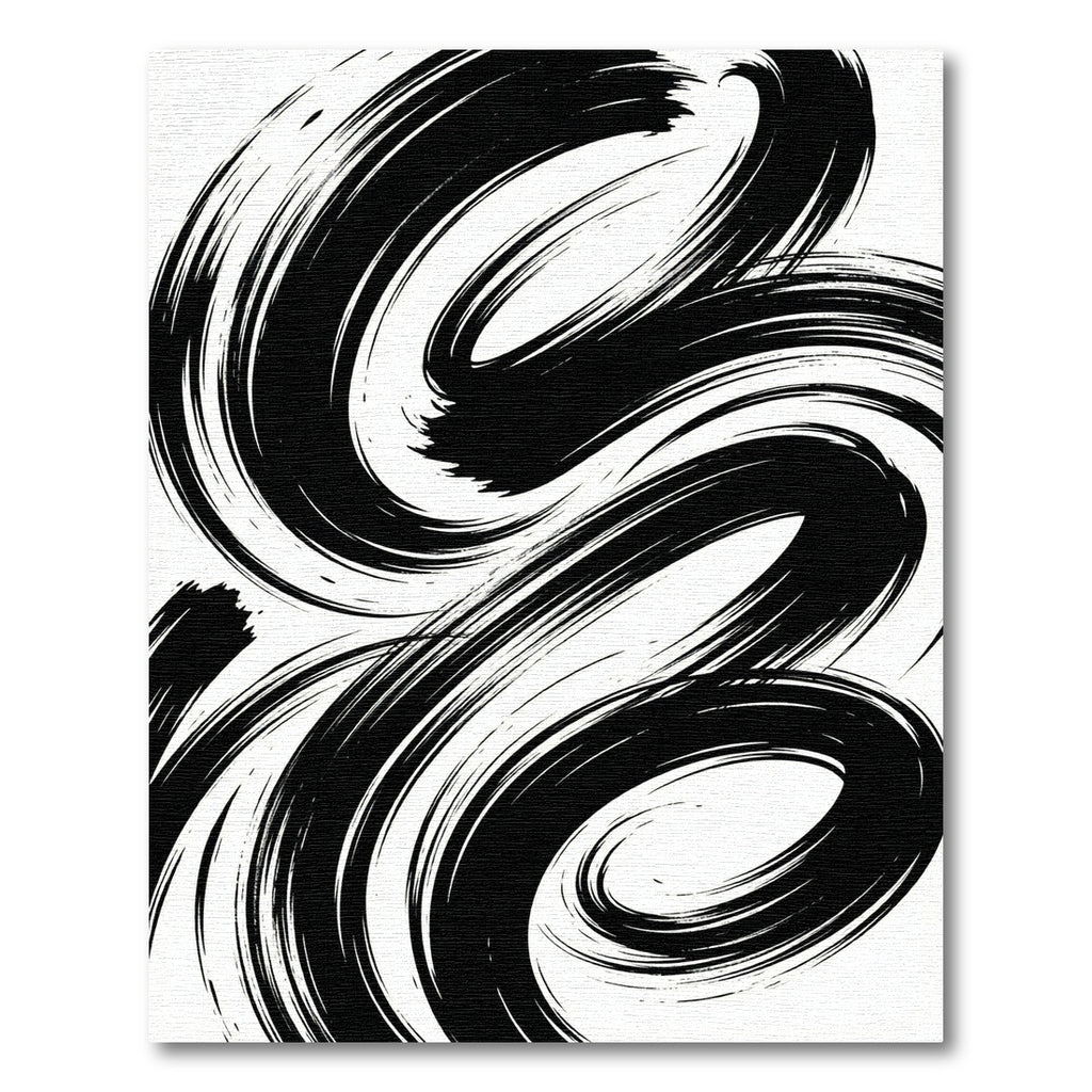 Bold Monochrome Abstract Swirl Rug