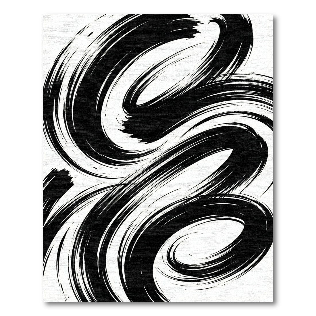 Bold Monochrome Abstract Swirl Rug