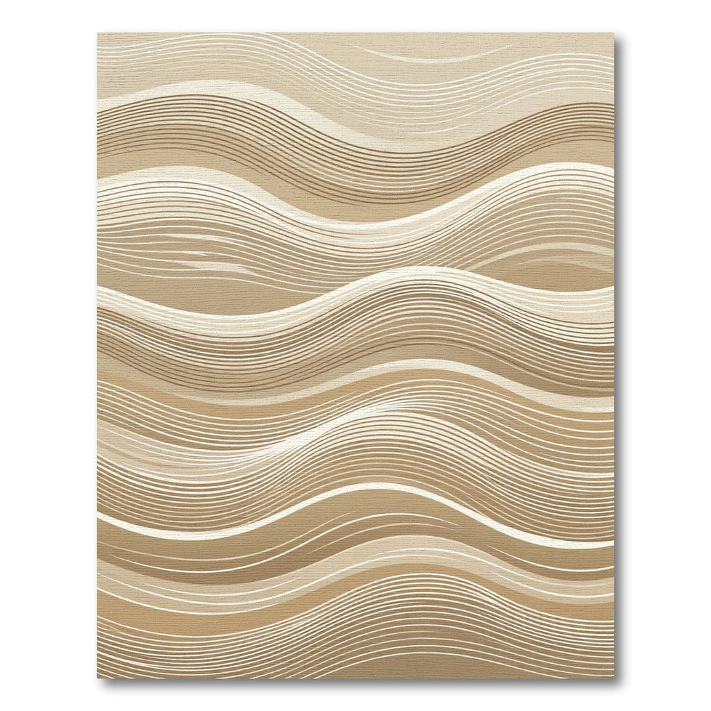 Beige Fluid Wavy Line Texture Rug