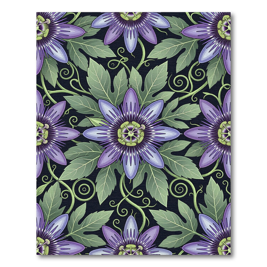Elegant Purple Passion Flower Botanical Rug