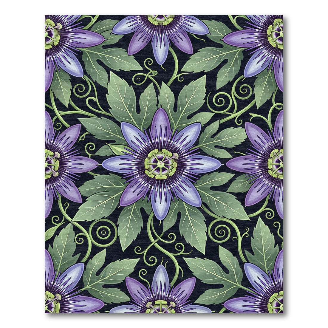 Elegant Purple Passion Flower Botanical Rug