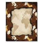 Aged World Map Grunge Border Rug