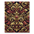 Ornate Golden Baroque Crimson Damask Rug