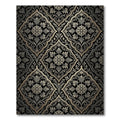 Elaborate Black Gold Floral Arabesque Rug