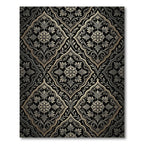 Elaborate Black Gold Floral Arabesque Rug