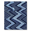 Deep Blue Geometric Staircase Zigzag Rug