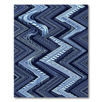 Deep Blue Geometric Staircase Zigzag Rug