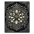 Elegant Monochrome Floral Circular Lattice Rug