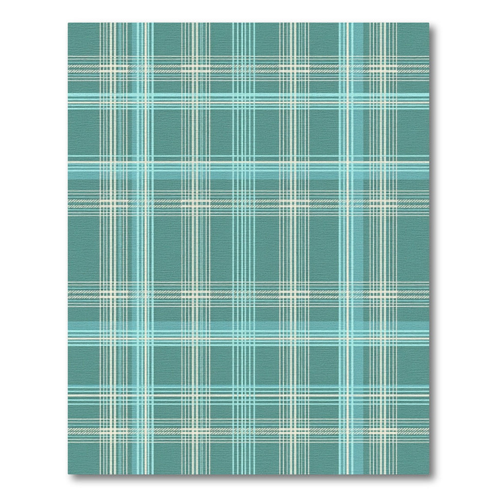 Teal and Cream Plaid Check Grid Rug