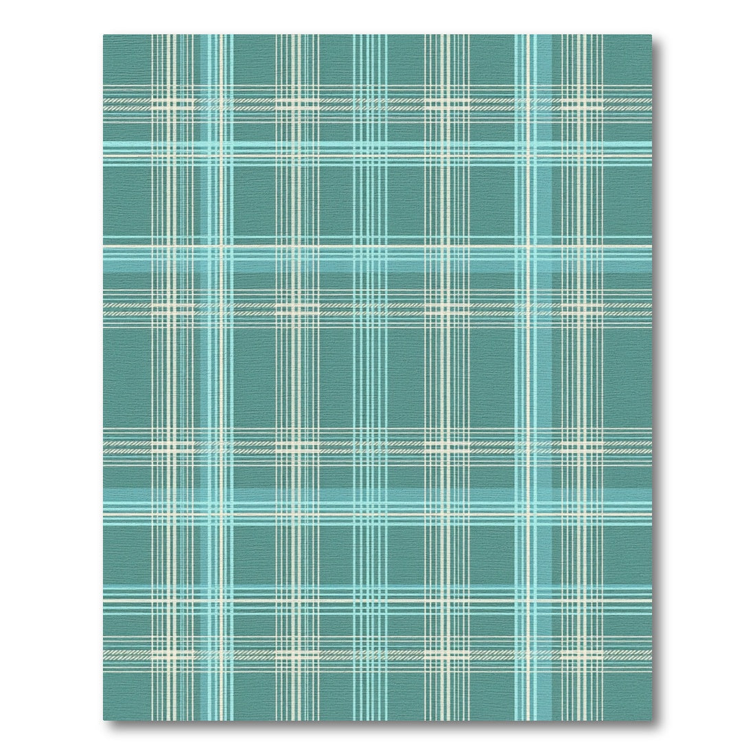 Teal and Cream Plaid Check Grid Rug