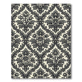 Elegant Charcoal Damask Scroll Flourish Rug