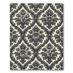 Elegant Charcoal Damask Scroll Flourish Rug